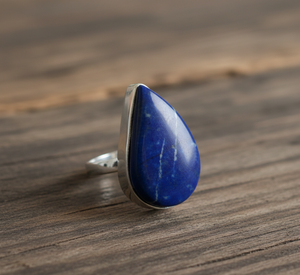 925 Sterling Silver Women's Bezel Setting <b>Lapis</b> <b>Lazuli</b> Leaf Style Classic <b>Ring</b> for Party Occasions - Product Image 2