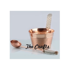 Greatest Quality Copper Hammered Sauna Bucket Spa Bucket And <b>Ladle</b> With Designer Handle For Sauna Accessories - Product Image 1