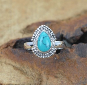 Classical <b>Ring</b> Jewelry For Women Silver Boho Style Jewelry 925 Sterling Silver <b>Turquoise</b> Gemstone Handmade <b>Ring</b> Gift For Wife - Product Image 4