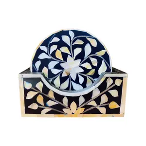 Posavasos con incrustaciones de hueso de nácar de estilo clásico hechos a mano, vajilla de diseño Floral a bajo precio, esteras y almohadillas para el hogar, café y té - Product Image 5