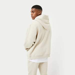 Sudadera con capucha de peso pesado con logotipo personalizado 100% para hombre, sudaderas con hombros caídos de rizo francés de gran tamaño para invierno, diseño en blanco - Product Image 2