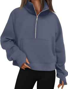 Sweat-shirt à capuche en coton pour femme de haute qualité, fermeture éclair quart de tour, style streetwear, pour l'arrivée de l'hiver, vente en gros 2026 - Product Image 2