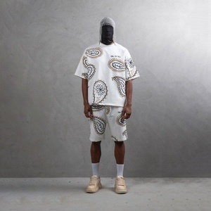 New 2026 High Quality Casual Streetwear Custom Printed Men's 2-Piece T-Shirt and Shorts <b>Set</b> Summer Breathable Track Suit - Product Image 1