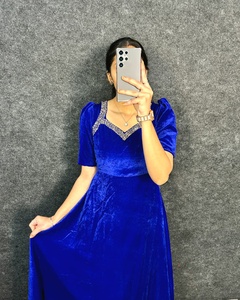 <b>Women</b> Adult Indian Velvet <b>Kurta</b> / Kurti Designer Hand Work Beautiful Floral Charm Wedding Festival Wear No Printing In-Stock - Product Image 3