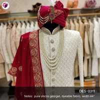 Pur Viscose Georgette Sherwani mariage tissu à carreaux Malti colorant coton matériel brodé tricoté tissé Techniques respirant