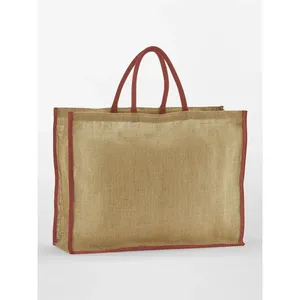Sustainable Natural <b>Starched</b> Jute Tote Bag Shopper Promotional Merchandising - Product Image 4
