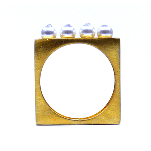 Affordable 925 Sterling <b>Silver</b> Gold Plated Wholesale Jewelry Supplier Freshwater Pearl Gemstone Band Ring - Product Image 3