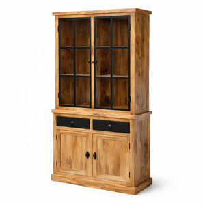 Extra <b>Large</b> Solid Mango Wood Display Cabinet Modern Farmhouse Entry Hotel Living Room Furniture Shutter Door Storage <b>Cupboard</b> - Product Image 6