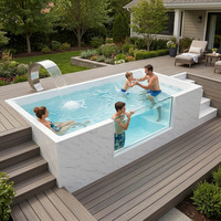 Piscine hors sol en fibre de verre avec grande fenêtre en verre acrylique personnalisable de 20FT 40FT pour extérieur, jardin, villa, complexe hôtelier