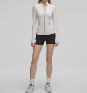 กางเกงโยคะไร้ตะเข็บสำหรับผู้หญิงคอตั้งแขนยาวมีซิปแห้งเร็วระบายอากาศได้เสื้อออกกำลังกายเล่นกีฬากลางแจ้ง - Product Image 6