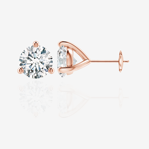 Three Prong <b>Stud</b> Sterling <b>Silver</b> Earrings Round Cut Moissanite Diamond Unique and Elegant <b>Studs</b> - Product Image 5