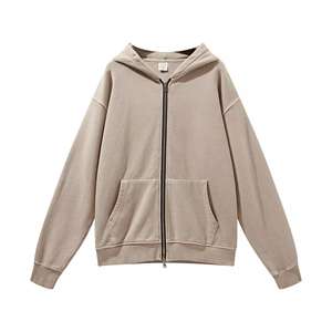 Alta calidad al por mayor personalizado ácido lavado Sudadera con capucha 100% algodón peso pesado gota hombro doble cremallera Sudadera con capucha Vintage Zip up sudaderas con capucha - Product Image 4