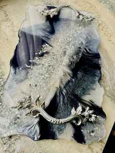 Conjunto de posavasos de bandeja de servicio de resina decorativa de diseñador hecho a mano personalizado de alta calidad para restaurantes caseros patrón de modelo indio - Product Image 6