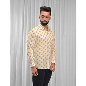 Chemise décontractée pour homme en coton imprimé à manches longues, respirante, en popeline ou tissu Oxford, motif floral ou à pois, offre ODM - Product Image 4