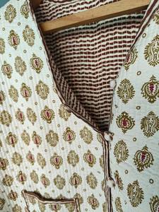 Chaqueta acolchada con estampado de bloque de mano indio para mujer, abrigo de invierno relleno de algodón transpirable, botón, nuevo estilo, regalo perfecto para su talla - Product Image 3