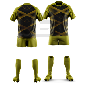Uniforme de rugby haut de gamme, maillot et short personnalisés imprimés, respirant, durable, séchage rapide, coupe-vent, 100% polyester, col en V, vêtements de sport - Product Image 4