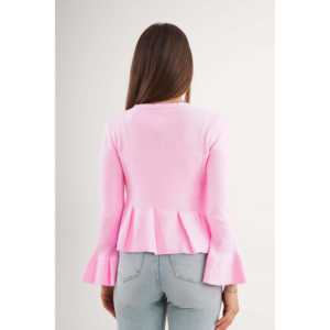 Cárdigan Rosa al por Mayor para Mujer con Detalle de Volantes y Lazo Frontal - Product Image 1