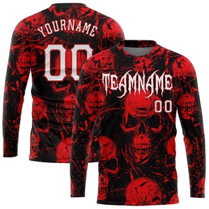 Vente en gros chemises directes Engro T-shirts de l'industrie des vêtements de sport T-shirt de performance à manches longues avec motif 3D personnalisé Halloween Skulls - Product Image 1