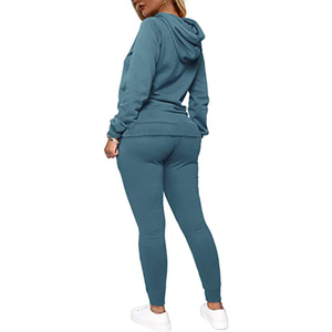 Hiver Automne Femmes Survêtement Casual Manches Longues Pullover Drawstring Jogging Pants Lady Fleece Warm Two Piece Set - Product Image 6