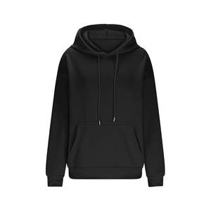 Sweat-shirt à capuche en molleton uni noir à fermeture éclair intégrale, nouveau design 2026, pour femmes et filles - Product Image 4