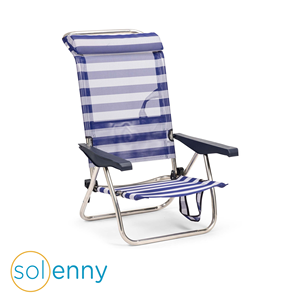 Silla de playa con bolsillo trasero y reposacabezas ajustable, mueble de exterior listo para enviar desde España, 4 posiciones - Product Image 1