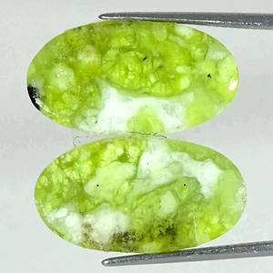 หินอัญมณีควอตซ์สีเขียวหินพลอยพลอยเทียมธรรมชาติ lizardite คู่เจียระไนแบบเรียบธรรมชาติ - Product Image 2