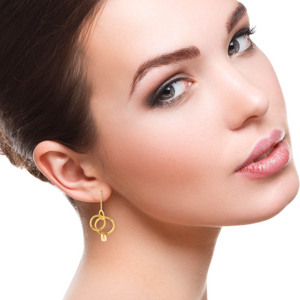 Boucles d'oreilles pendantes personnalisables en laiton plaqué or 18 carats avec perles, légères, faites à la main, mignonnes, tendance, minimalistes, pour femme, usage quotidien, vente en gros - Product Image 2