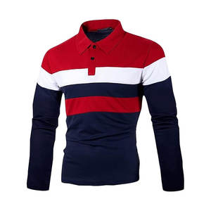 Vente en gros Polo décontracté à manches longues avec poche poitrine Chemise couleur unie à col boutonné Coupe régulière - Product Image 5