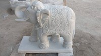 Statue d'éléphant en marbre blanc pour décoration extérieure, éléphant décoratif sculpté à la main en marbre, grande statue d'éléphant en marbre