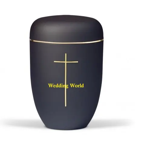 Dini siyah kremasyon Urn son tasarım el yapımı toptan yetişkin tabut en çok satan l fantezi cenaze külü vazosu için insan kül