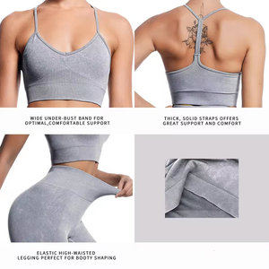 ชุดเสื้อผ้า2ชิ้นสำหรับผู้หญิงชุดเล่นโยคะเอวยางยืดเข้ารูปลำลองสำหรับผู้หญิงชุด2ชิ้นคอปกสี่เหลี่ยมแขนกุด - Product Image 5