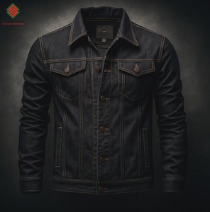 Veste en jean classique pour homme - Coupe ajustée vintage en coton - Veste en jean décontractée - Imperméable et respirante - Automne/Printemps/Hiver - Product Image 4