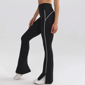 2025 Custom High-Waisted Mid-Waist Full-Length Flare Yoga Pants Stacked Leg Workout Gym Flared <b>Women</b> <b>Leggings</b> - Product Image 5