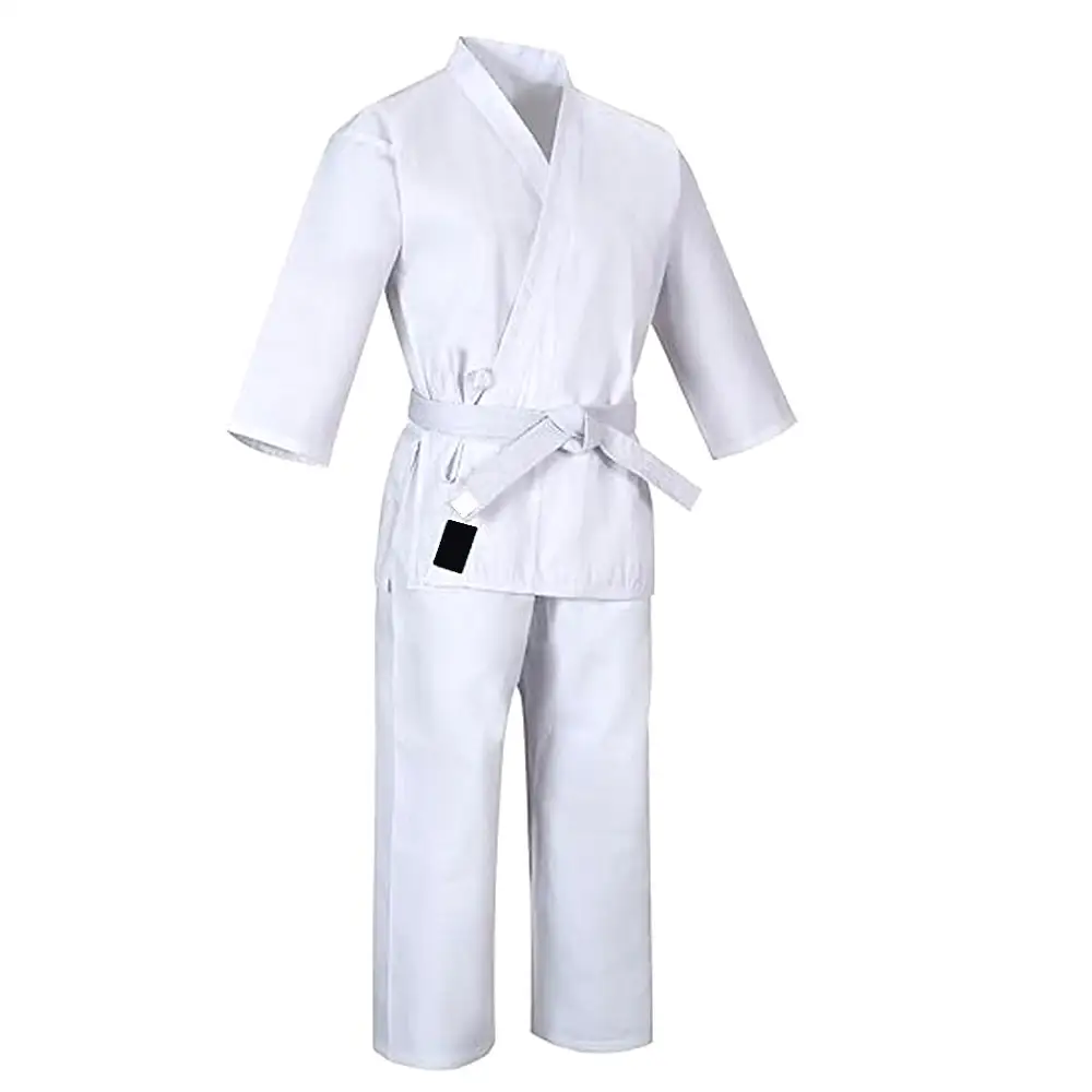 Uniforme de Karaté de peso médio para crianças e adultos, uniforme de estudante de artes marciais com cinto branco grátis