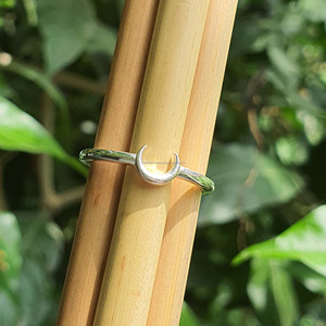 Anillo clásico moderno de Plata de Ley 925 con luna creciente, joyería de boda única para mujer, regalo de compromiso de oro al por mayor - Product Image 2