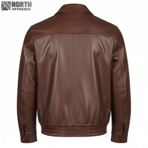 Bleu marine personnalisé haute qualité en cuir véritable veste usine directe grande taille bouton veste en cuir à la mode pour hommes 2025 - Product Image 2
