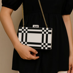 Bolso de Mano de Lujo Hecho a Mano, Duradero y Ecológico, de Madera y Resina, con Diseño Geométrico Incrustado, Cadena Cruzada, Logotipo Personalizado, Bolso de Noche - Product Image 1