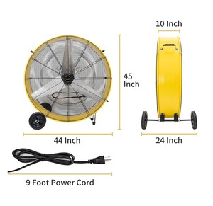 New Arrivals 45inch Industrial Drum <b>Fan</b> with 4/5HP Powerful Motor Heavy Duty Barrel Structure and 8 inch Wheels - Product Image 2