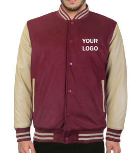 Bordado personalizado de los hombres de la PU de manga de cuero acolchado ropa de calle de la escuela secundaria Varsity Bomber chaquetas Vintage Casual chaqueta de béisbol - Product Image 4