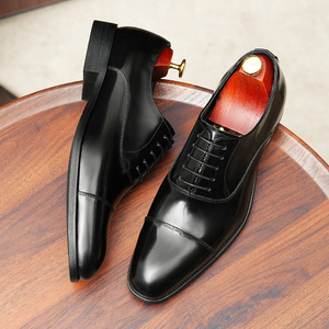 Chaussures Oxford en cuir de vachette pleine fleur avec talon amorti et design antidérapant, chaussures habillées pour hommes, chaussures en cuir - Product Image 2