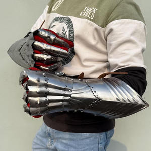 Guantes de Armadura Medieval de Metal Plateado Pulido, Disfraz de Caballero Personalizado - Product Image 6