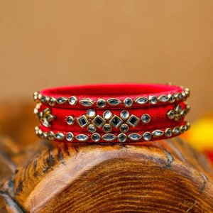 Silk Thread Kundan Work <b>Bangles</b>, <b>Indian</b> Wedding Favor, Bridesmaid Gift, Fashion Jewellery Gift <b>Bangles</b>, <b>Bangle</b> Accessories - Product Image 3
