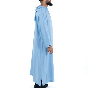 Con capucha Thobe pecho bolsillo hombres Jubba invierno poliéster Casual cuello en V manga larga ajuste suelto hasta el suelo Shalwar KameezQatari - Product Image 6