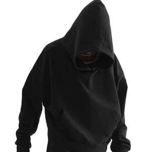 Sudadera con capucha para hombre, estilo cropped, oversize, de corte holgado, con estampado en relieve, de felpa francesa, con capucha grande, de peso pesado y hombros caídos - Product Image 2