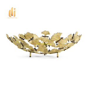 Tazón de fruta decorativo de hoja de mariposa dorada grande, moderno centro de mesa, tazón de servicio de lujo, decoración hecha a mano para el hogar, regalo de boda - Product Image 5
