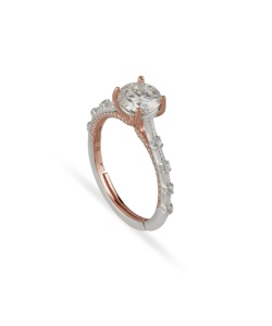 Bague de fiançailles vintage en diamant Moissanite taille brillante en argent sterling 925 or rose pour les fêtes de mariage bijoux à la mode - Product Image 3