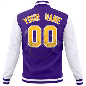 Personalizada hermosa púrpura oscuro y blanco Varsity chaquetas Foe Men Varsity béisbol ligero bombardero chaqueta y para el uso regular - Product Image 4