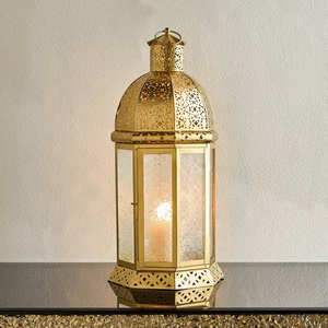 2026 última venta caliente oro marroquí Floral cristal linterna Mesa portavelas Ramadán lámparas decorativas de Metal - Product Image 6