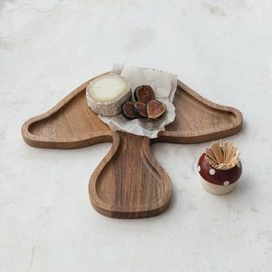 Planche de service en bois de manguier en forme de champignon Assiettes naturelles Chargeur Plateau de service Vaisselle légère Plats pour steak Snack - Product Image 2