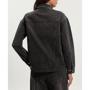 Ropa de calle lavada Vintage 2025 para mujer, abrigo Vaquero de corte informal, chaqueta vaquera impermeable de gran tamaño, decoración con botones en la parte delantera para invierno - Product Image 4